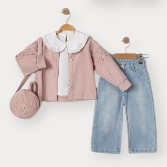 Mädchen Outfit Set – stilvoll & süß (4-teilig) 👧🤍