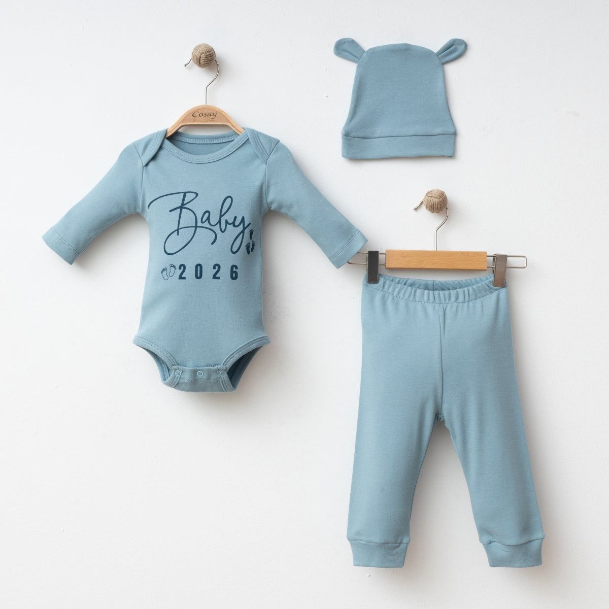 Unisex 3-teiliges Baby Set 2026 | Body, Hose & Mütze