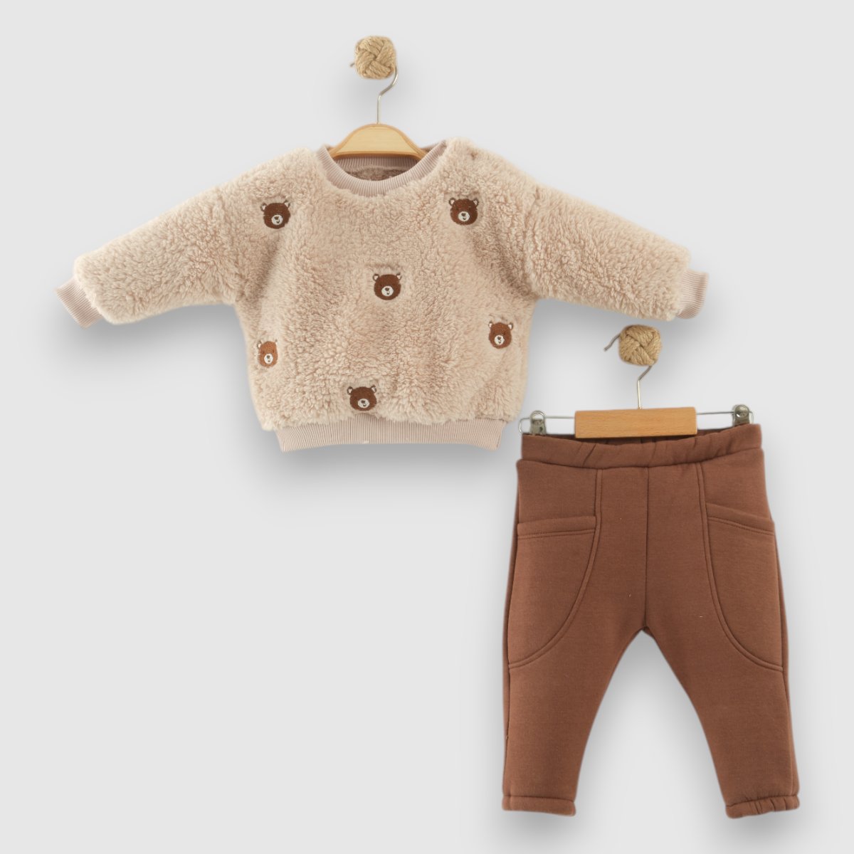 Baby 2-teiliges Outfit – Teddy-Fleece Pullover & Hose | 100% Baumwolle