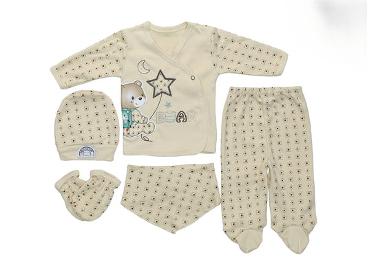 Baby Set 5-teilig – Neugeborenen Outfit mit Bärchen-Motiv