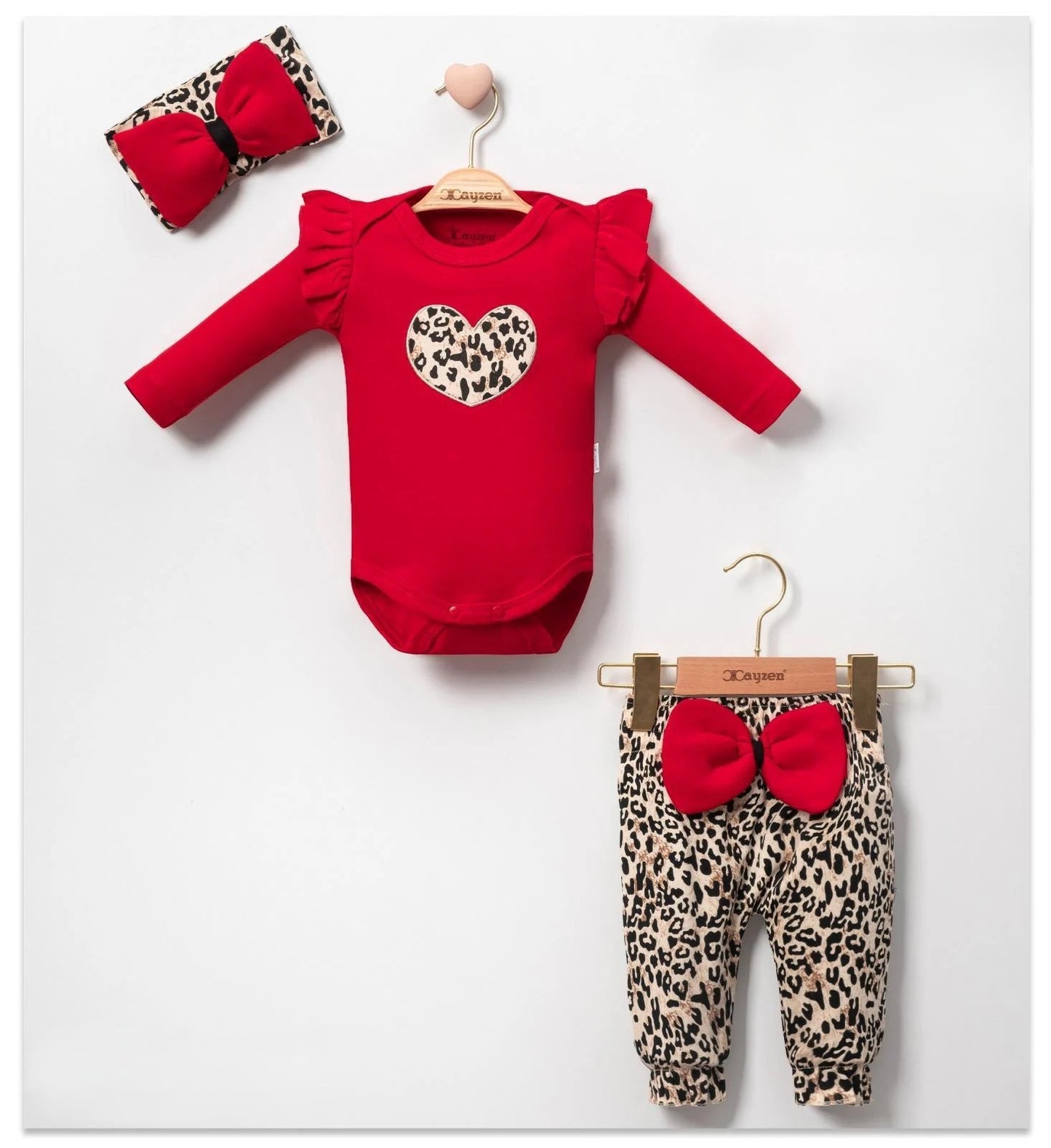 Mädchen 3-teiliges Baby-Set – Body, Hose & Haarband | 100% Baumwolle