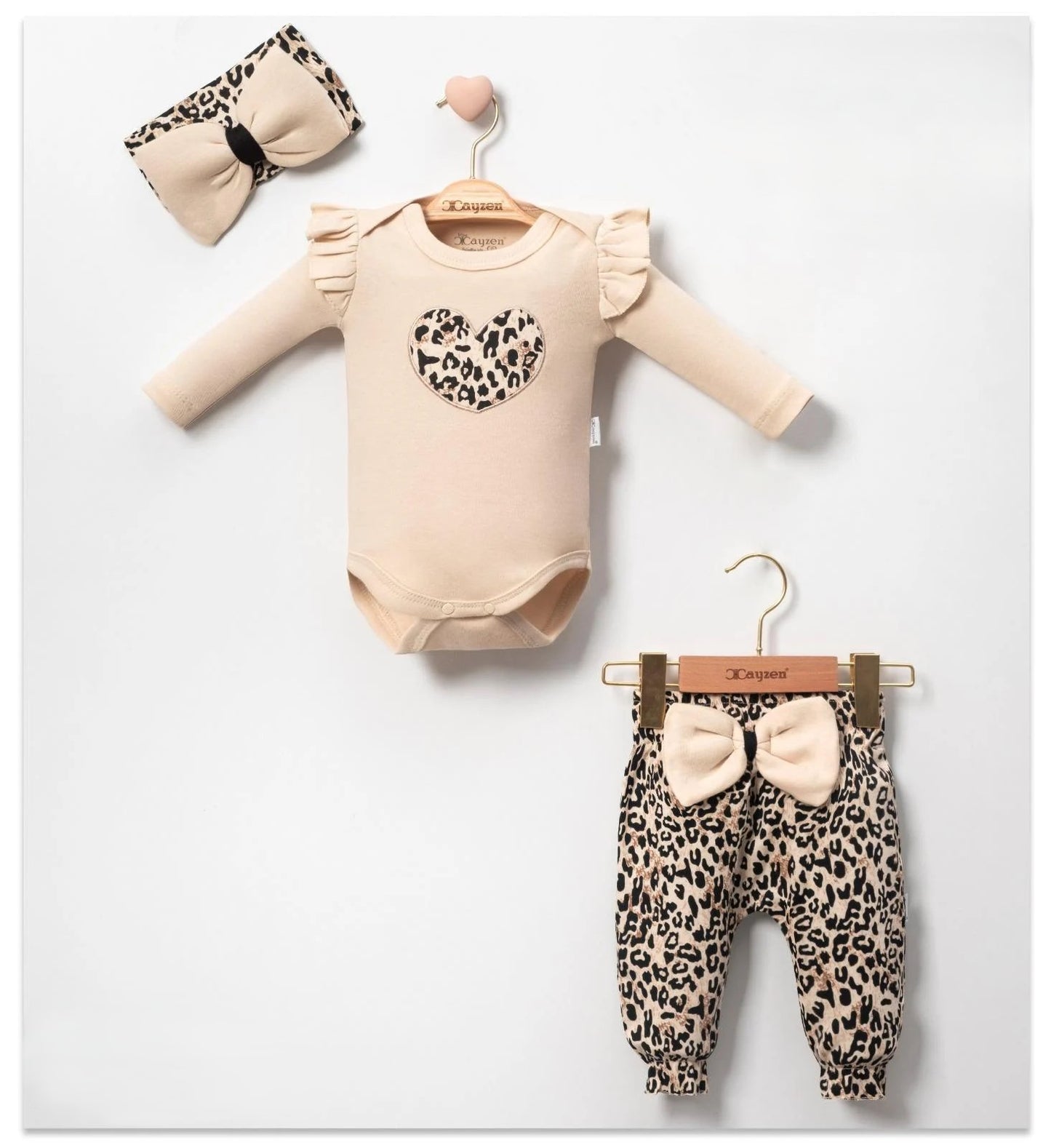Mädchen 3-teiliges Baby-Set – Body, Hose & Haarband | 100% Baumwolle