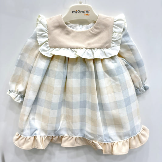Süßes Babykleid für Mädchen mit Rüschen & Karomuster – Langarmkleid