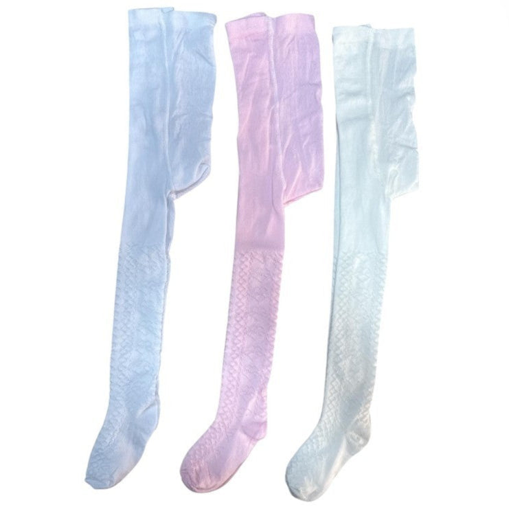 Baby Strumpfhose – Weiß, Creme oder Rosa | 0–6 Monate (Gr. 62/68)