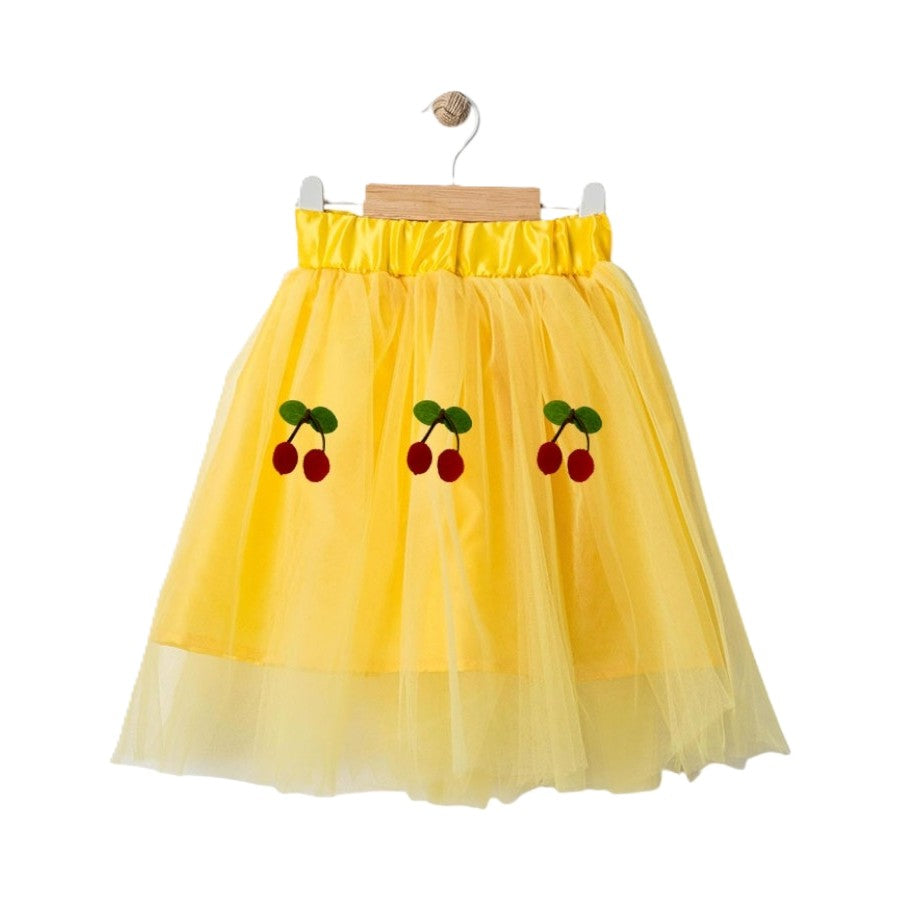 Mädchen Tütü-Rock mit Kirschen – Tüllrock in Pink oder Gelb