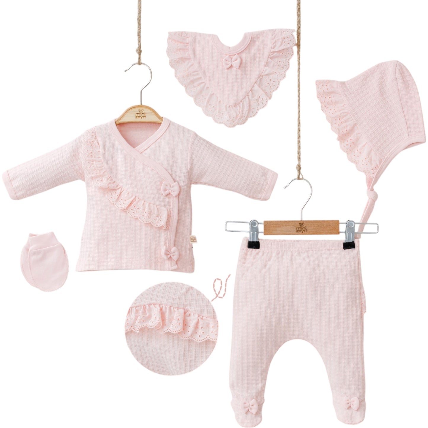 5-teiliges Erstlingsset für Babymädchen – zart & traumhaft süß 🎀