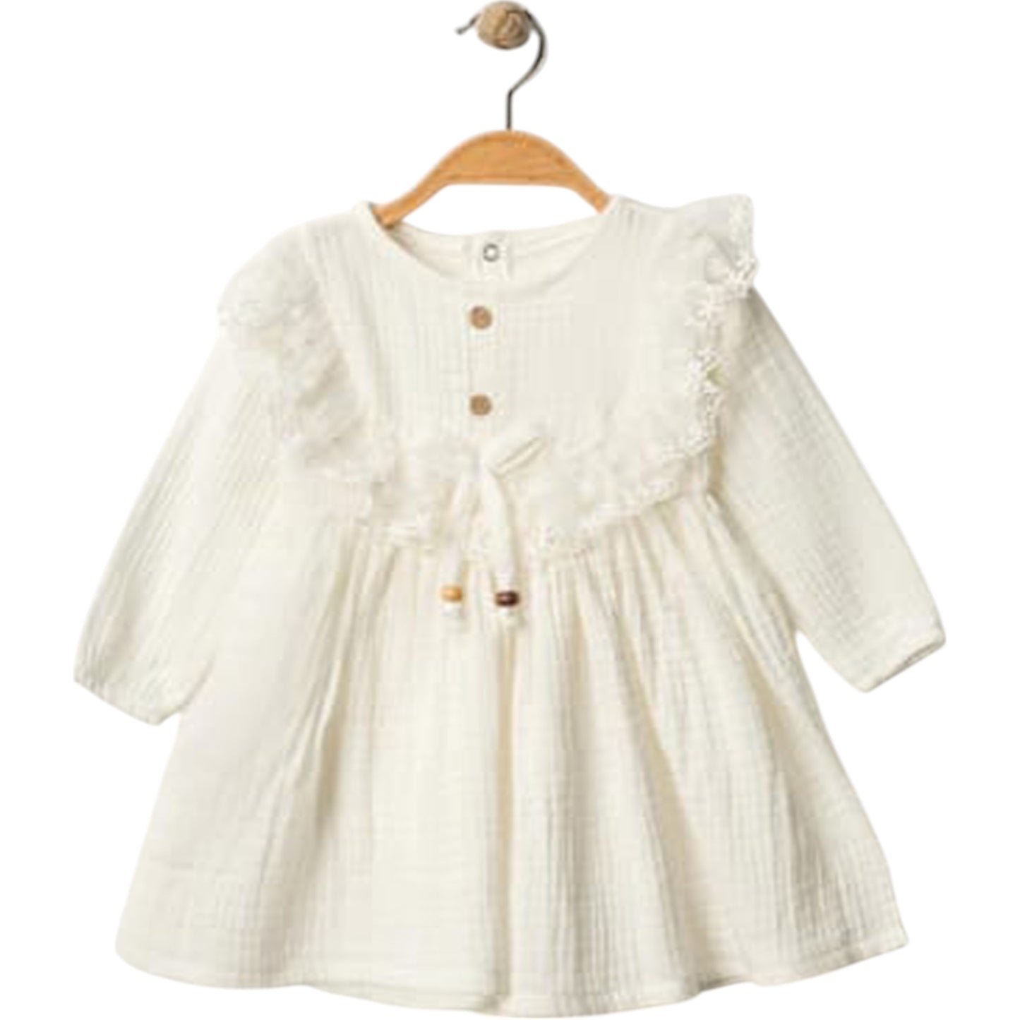 Weißes Muslin-Kleid für Babymädchen – leicht & traumhaft weich 🤍