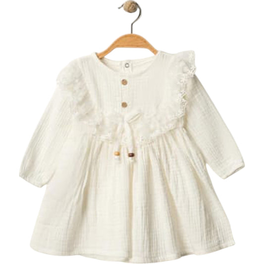 Weißes Muslin-Kleid für Babymädchen – leicht & traumhaft weich 🤍