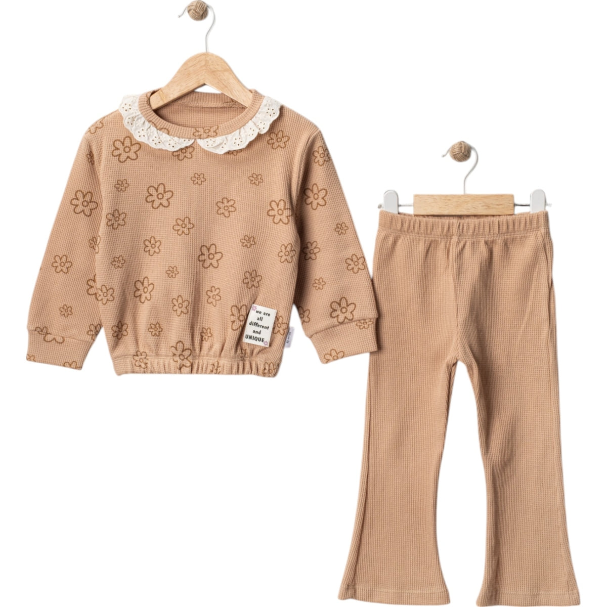 Mädchen 2-teiliges Outfit aus 100 % Baumwolle – Pullover mit Blümchen & Hose