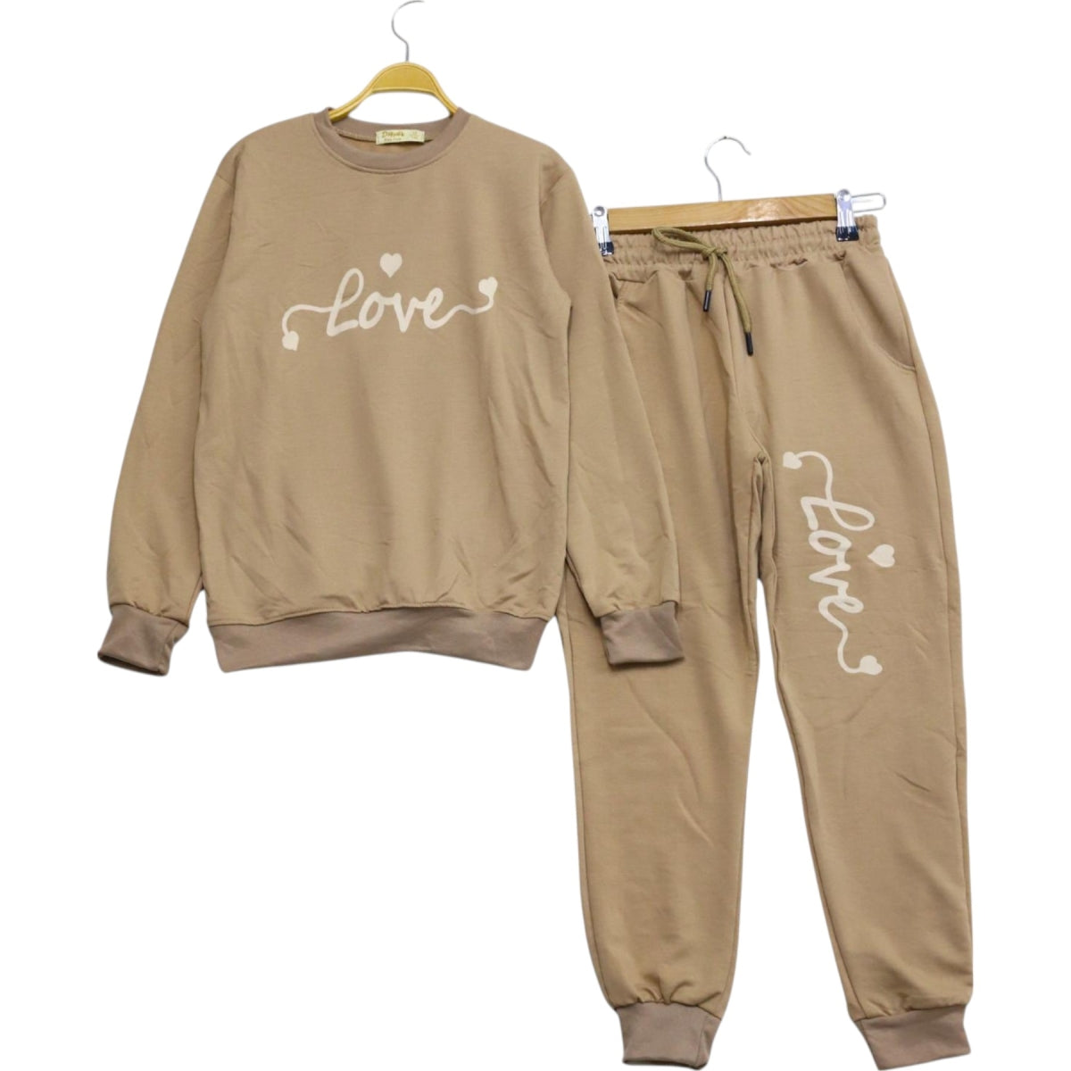 Mädchen Jogginganzug „Love“ – 2-teilig, Beige, 9–12 Jahre