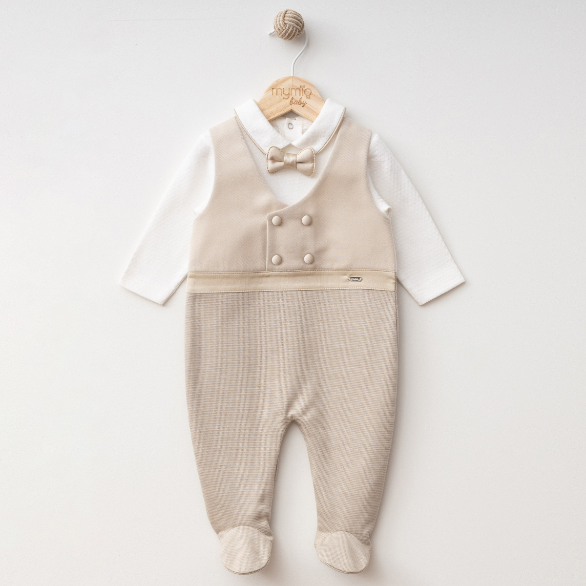 Baby-Strampler festlich – Beige/Weiß
