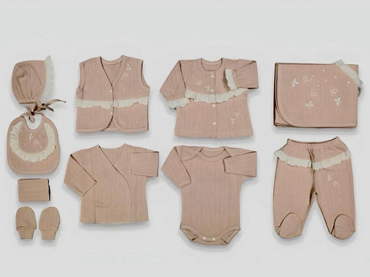 Neugeborenen Erstlingsset „Vintage Rose“ – 10-teiliges Baby-Set für Mädchen | 100% Baumwolle & Decke inklusive