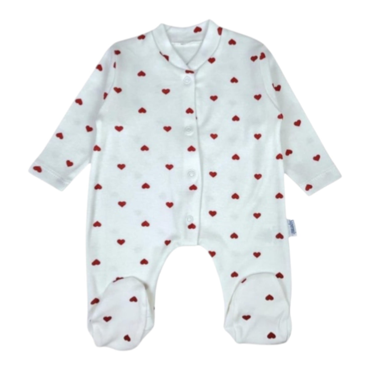 Baby Strampler mit roten Herzen – 100% Baumwolle