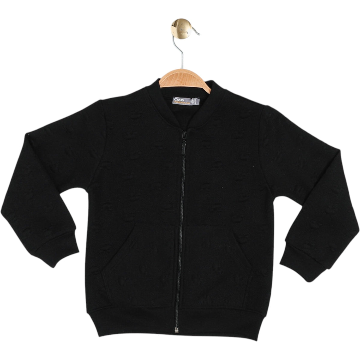 Schwarze Mädchen Weste mit Reißverschluss und Herzmuster