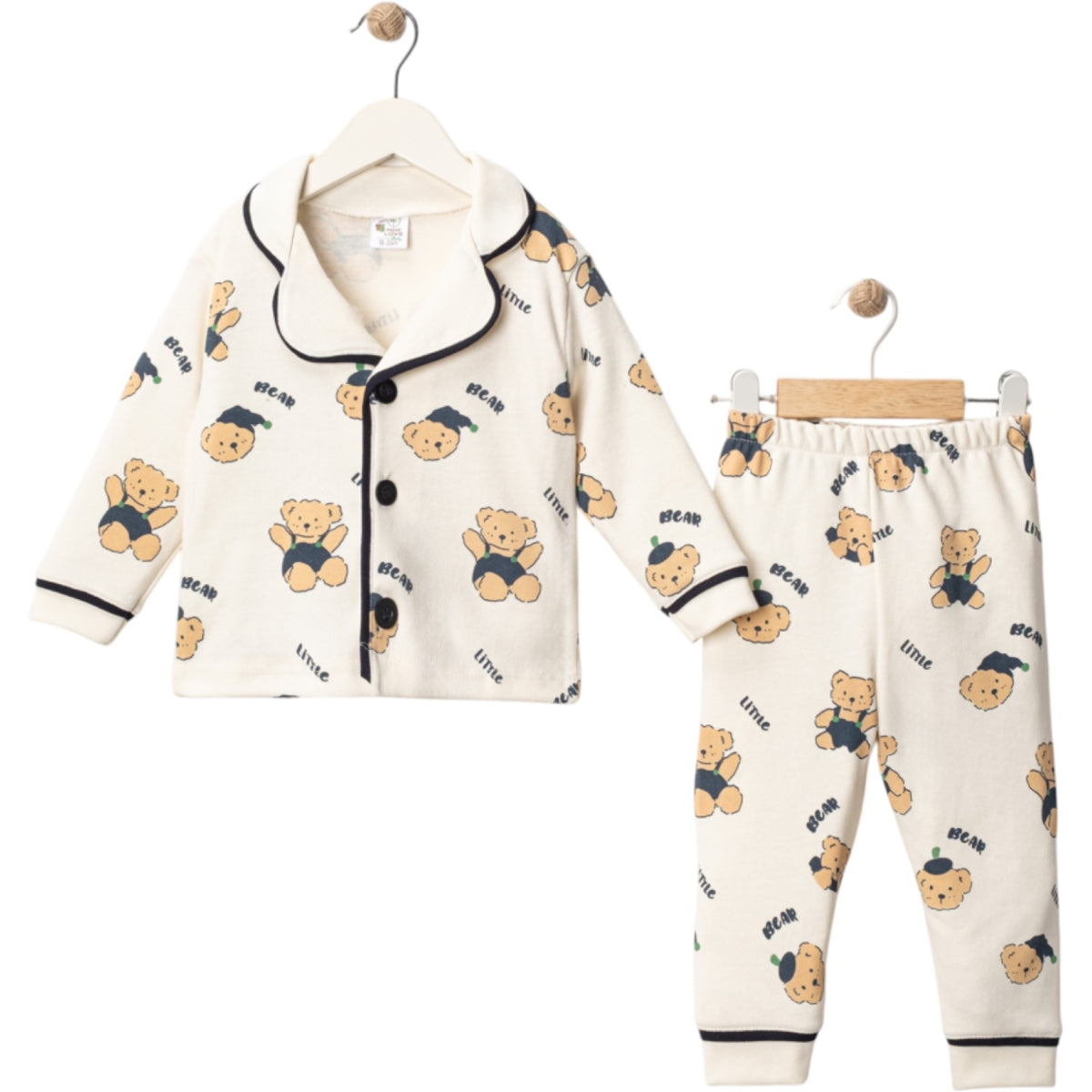 Kinder Schlafanzug 2-teilig – Pyjama mit Bären-Print