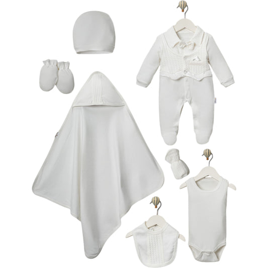 Elegantes 7-teiliges Erstlings-Set für Jungen – 100% Baumwolle & super weich