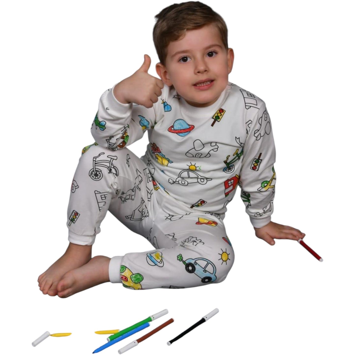 Jungen Pyjama zum Ausmalen – kreativ & bequem 🎨🌙