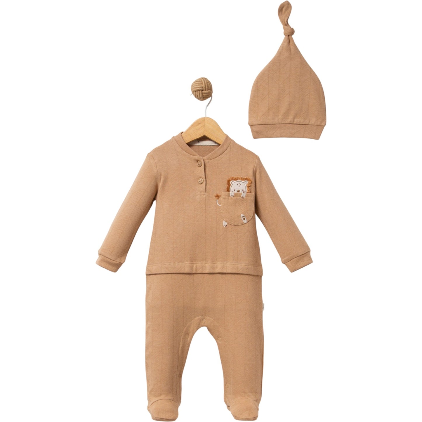 Strampler-Set für Babyjungen mit Löwenmotiv – 2-teilig & superweich 🦁🤎