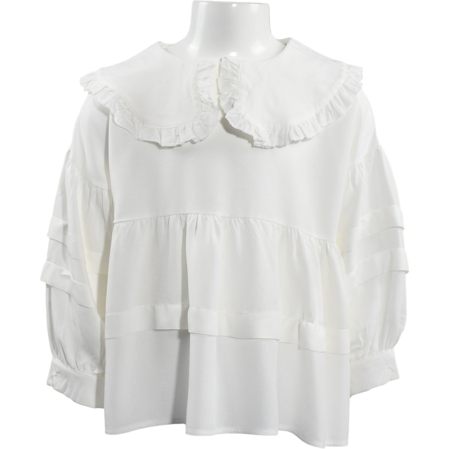 Weiße Mädchenbluse – verspielte Rüschen & weiter Schnitt