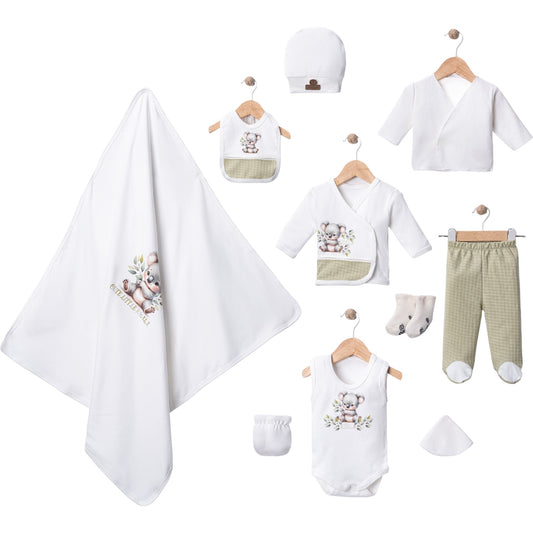 Neugeborenen Erstlingsset „Sweet Koala“ – 10-teiliges Baby-Set | 100% Baumwolle & Decke inklusive