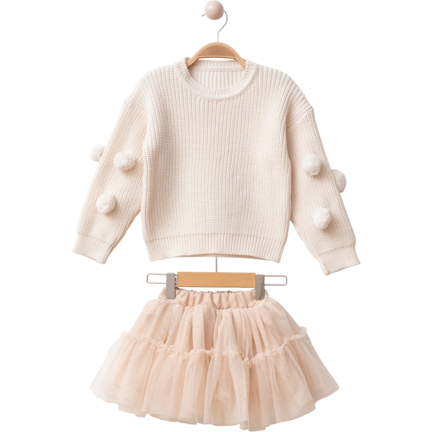 Zweiteiliges Mädchen-Set mit Tüllrock & Strickpullover – süß & stylisch