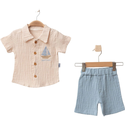 Musselin Set Jungen Boot