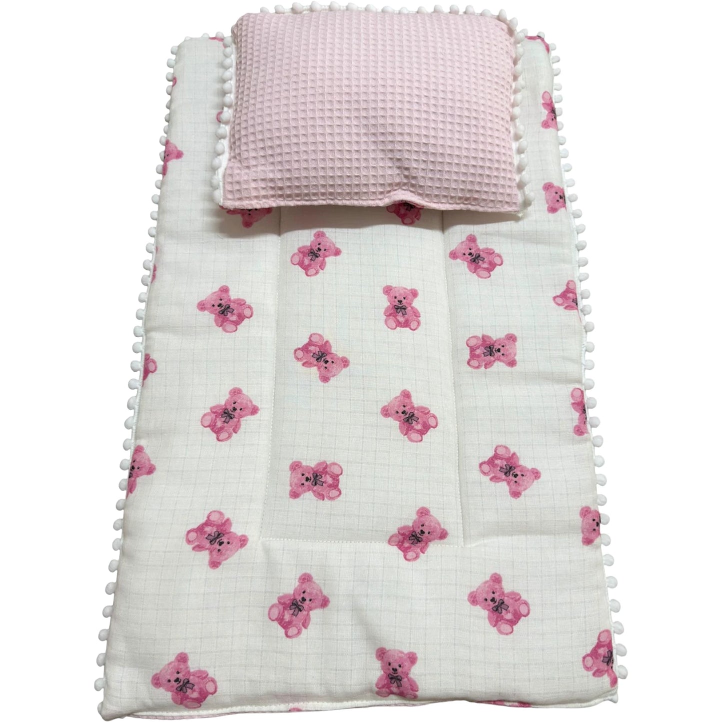 Wickelunterlage Musselin Teddybär Rosa