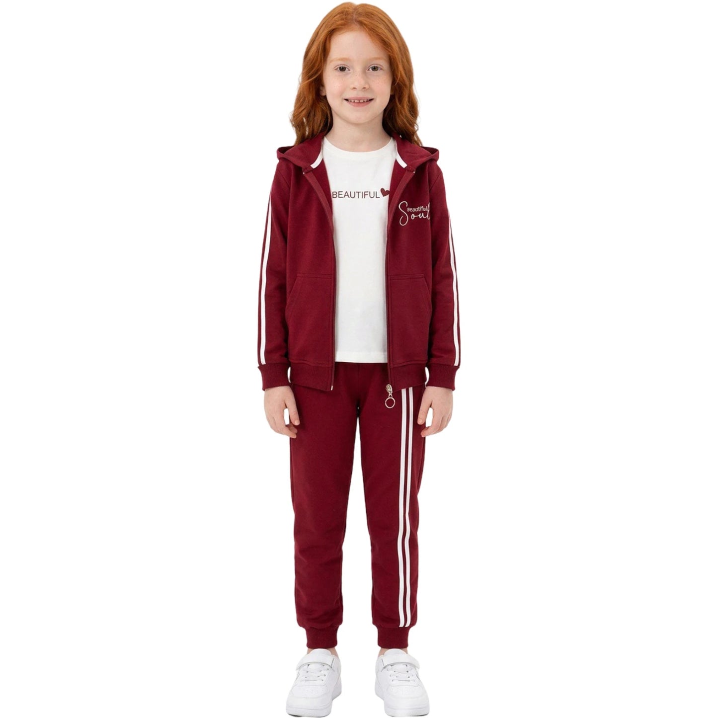Mädchen Set Bordeaux Streifen