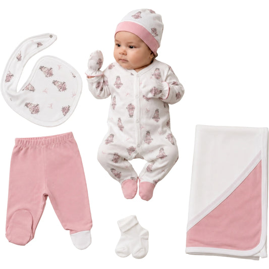 Erstlingsset Baumwolle Rosa 7-teilig