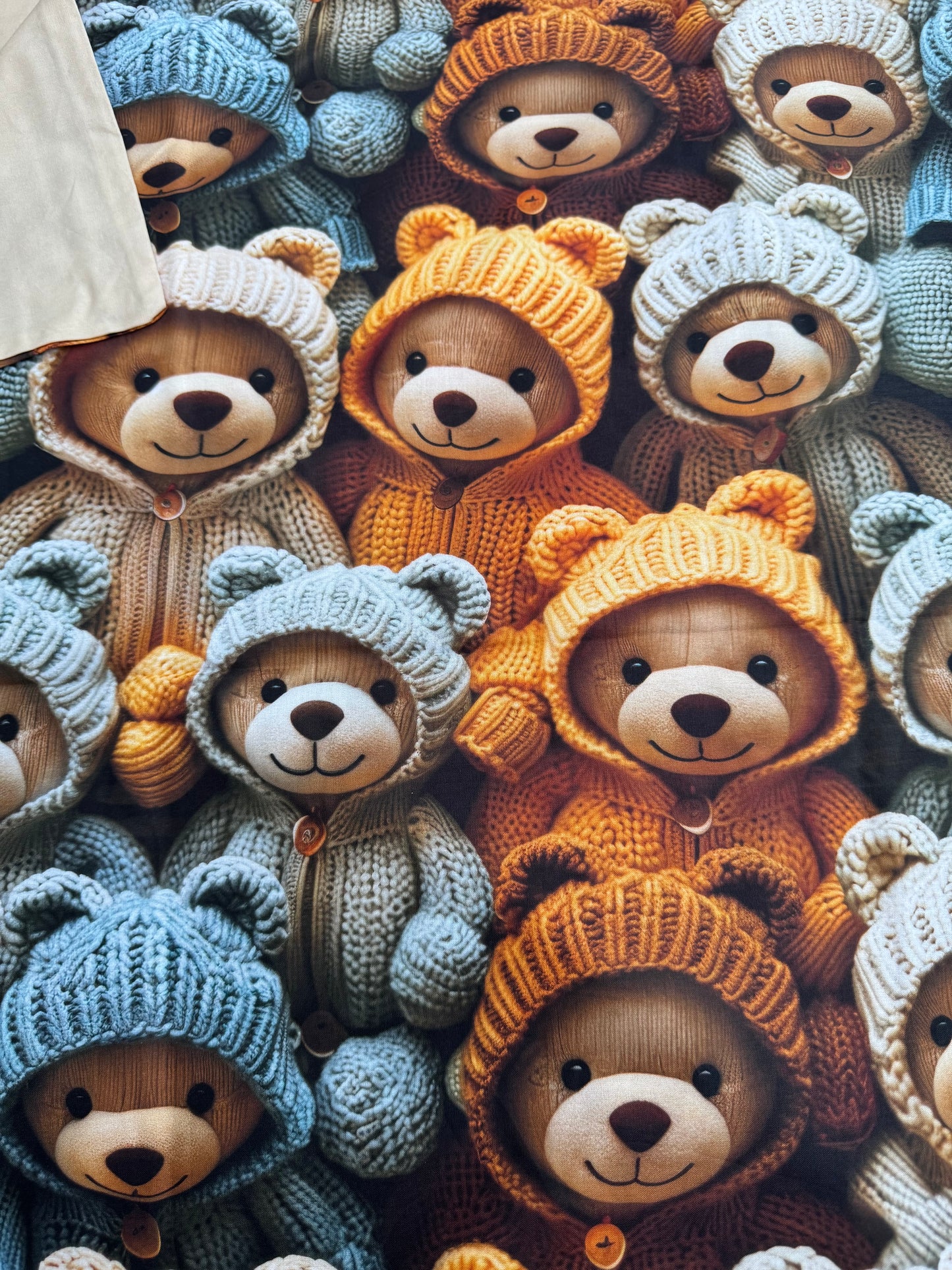 Kinder Bettwäsche Set 4-teilig – Bärchen Motiv in 3D Optik, 100% Baumwolle, Creme & Bunt