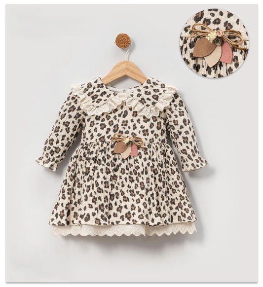 Baby Kleid – Leopardenmuster aus Musselin, 100% Baumwolle