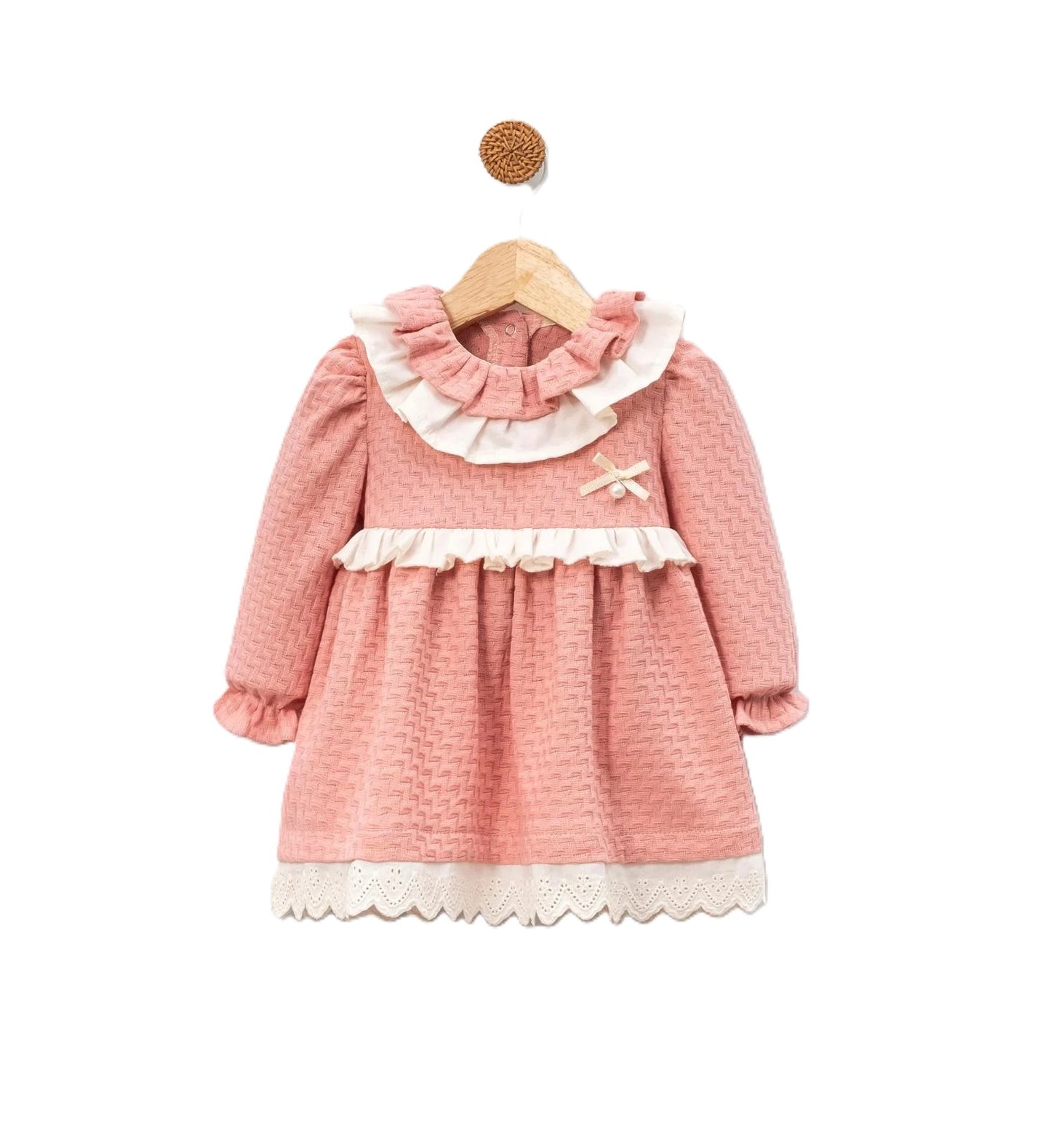 Mädchen Kleid – Rosé mit Rüschen & Spitze