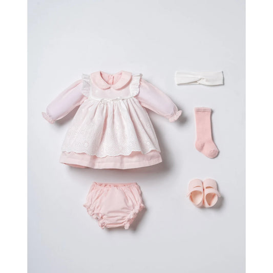 Babykleid Baumwolle Rosa Lochstickerei