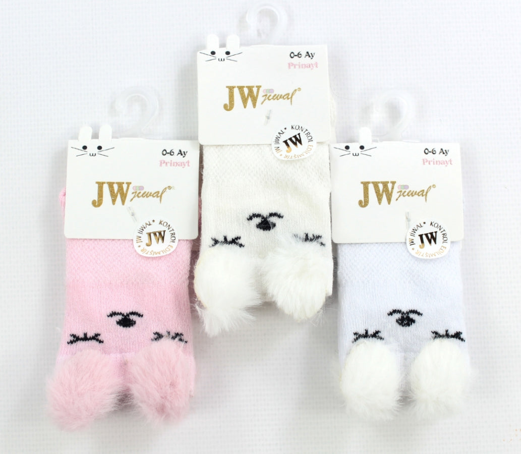 Kuschelige Baby Mädchen Socken mit Fellbommeln | 3 Farben erhältlich