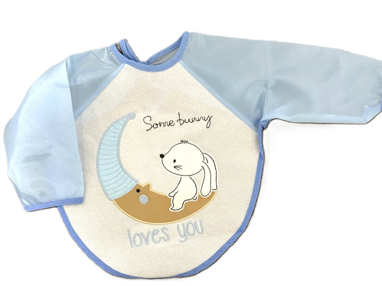 Baby Lätzchen mit Ärmeln in Blau | Wasserdicht & leicht zu reinigen