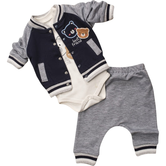 Baby Set Bär Jacke Hellblau & Schwarz