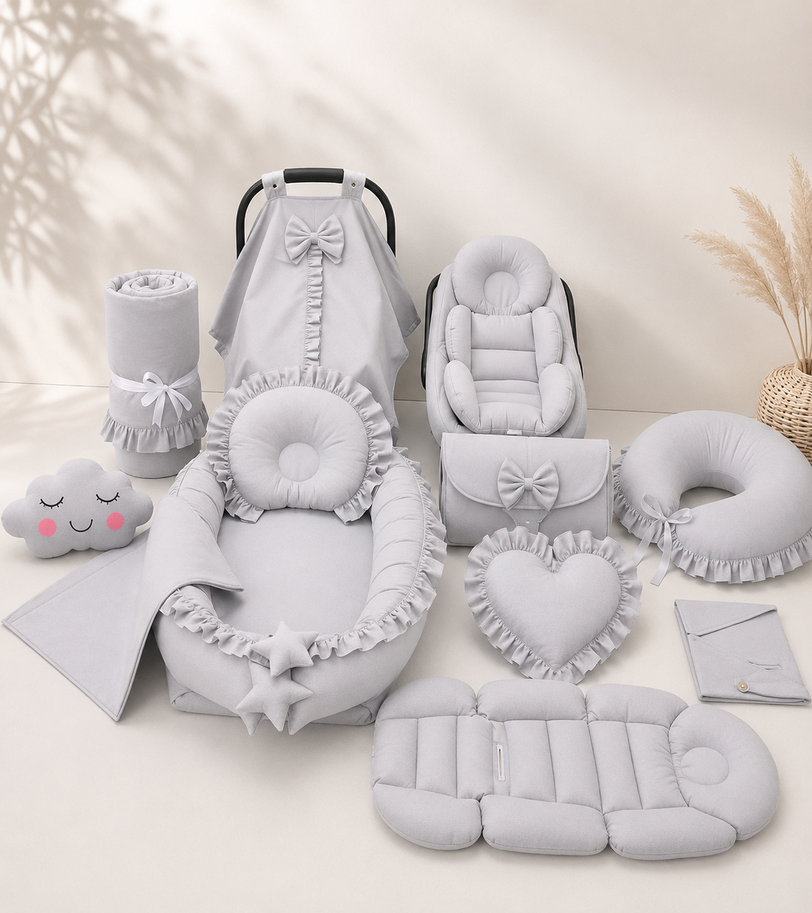 Baby Nestchen Set Grau 14-teilig