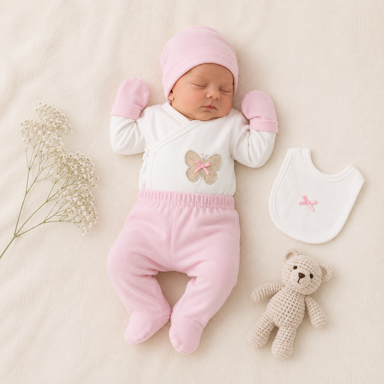 Neugeborenen Set Baumwolle Rosa