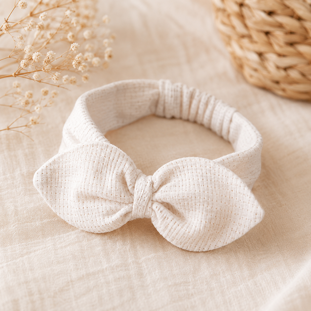 Baby Haarband Schleife Creme
