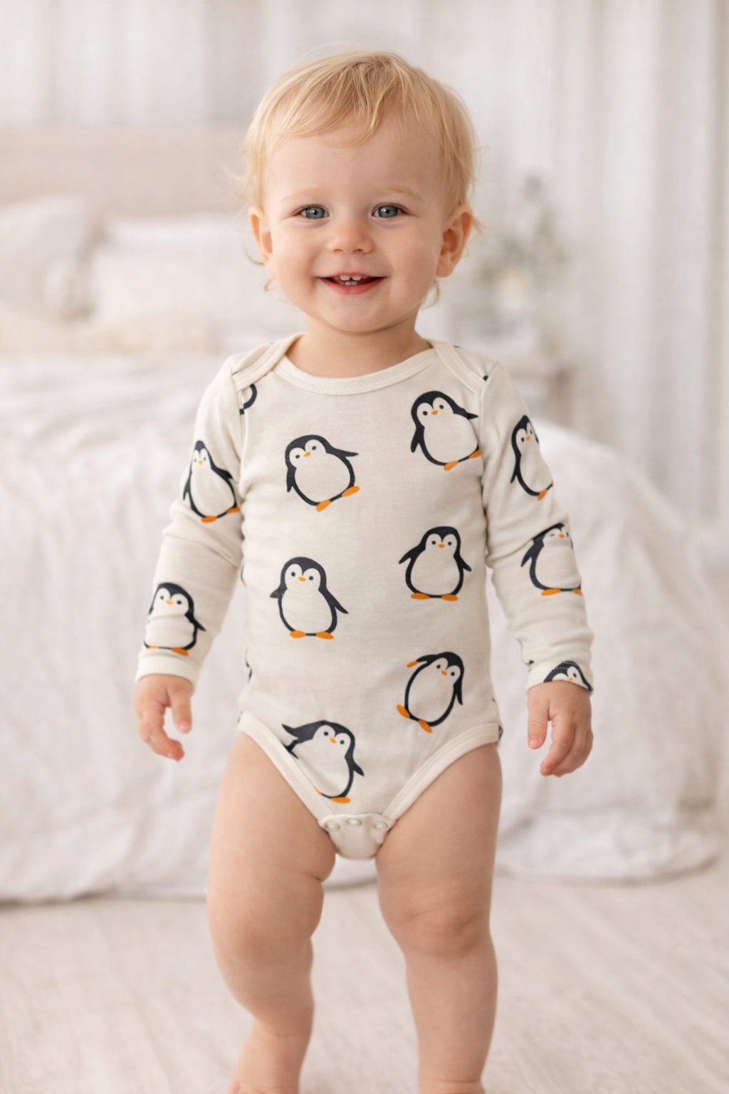 Baby Body Pinguin – Langarm | Creme | Unisex