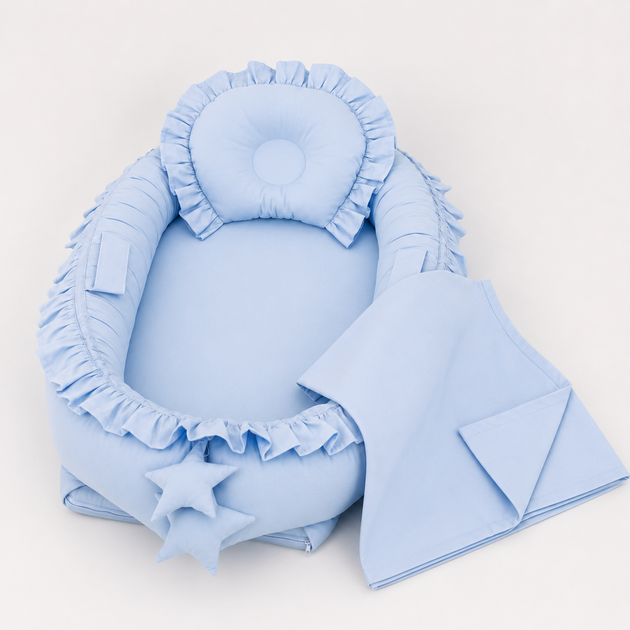 Babynest Rüschen Hellblau