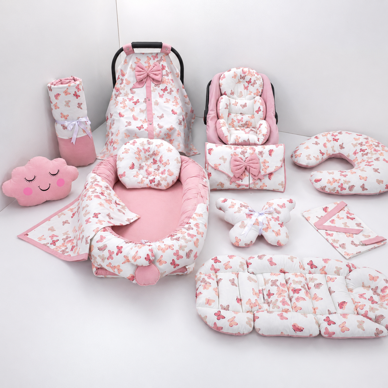 Babynest Set Schmetterling Rosa