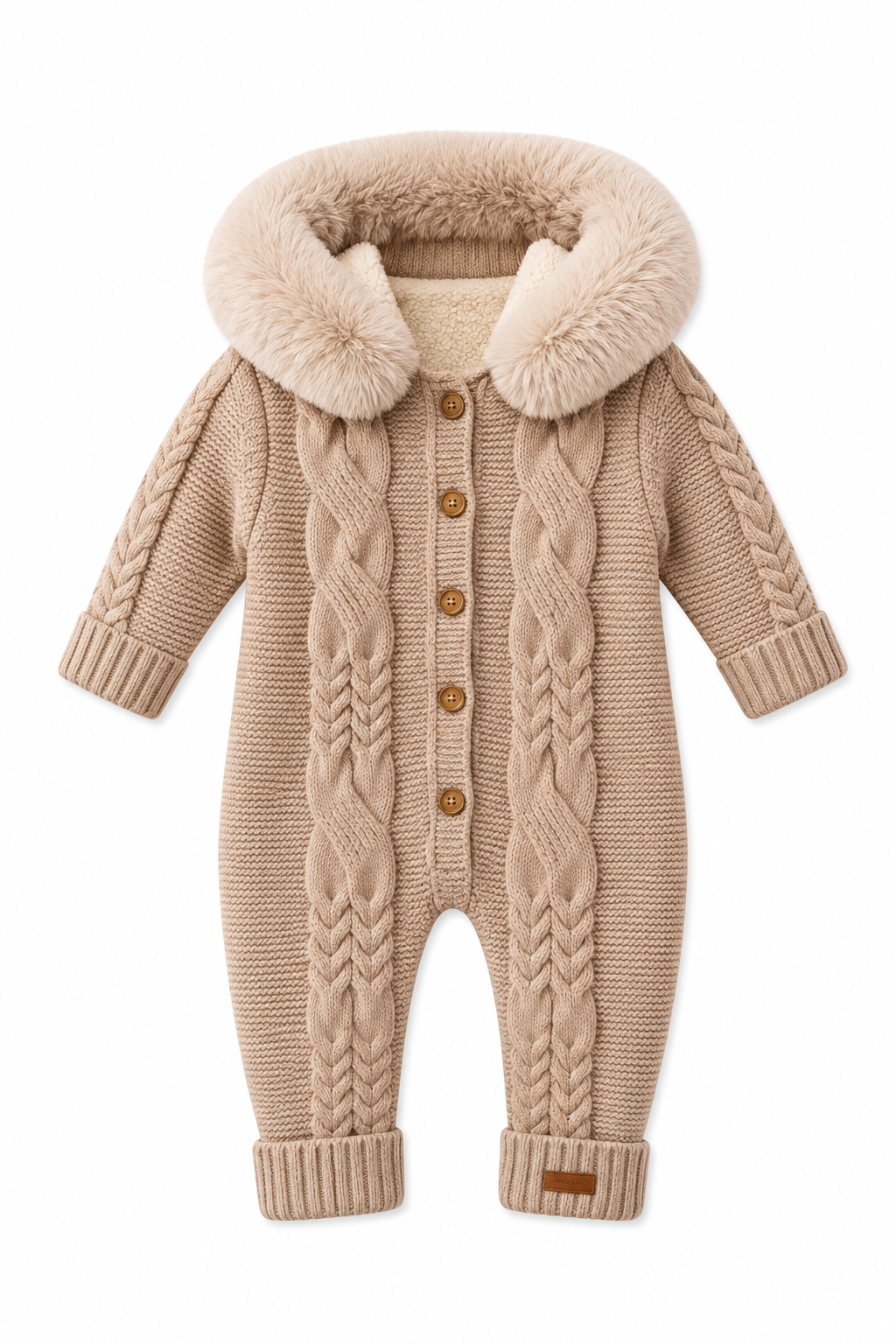 Baby Strickoverall Zopfmuster Fellkragen
