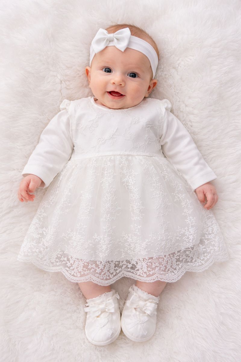 Babymädchen Kleid Set – festlich & zeitlos (4-teilig) 🤍👶