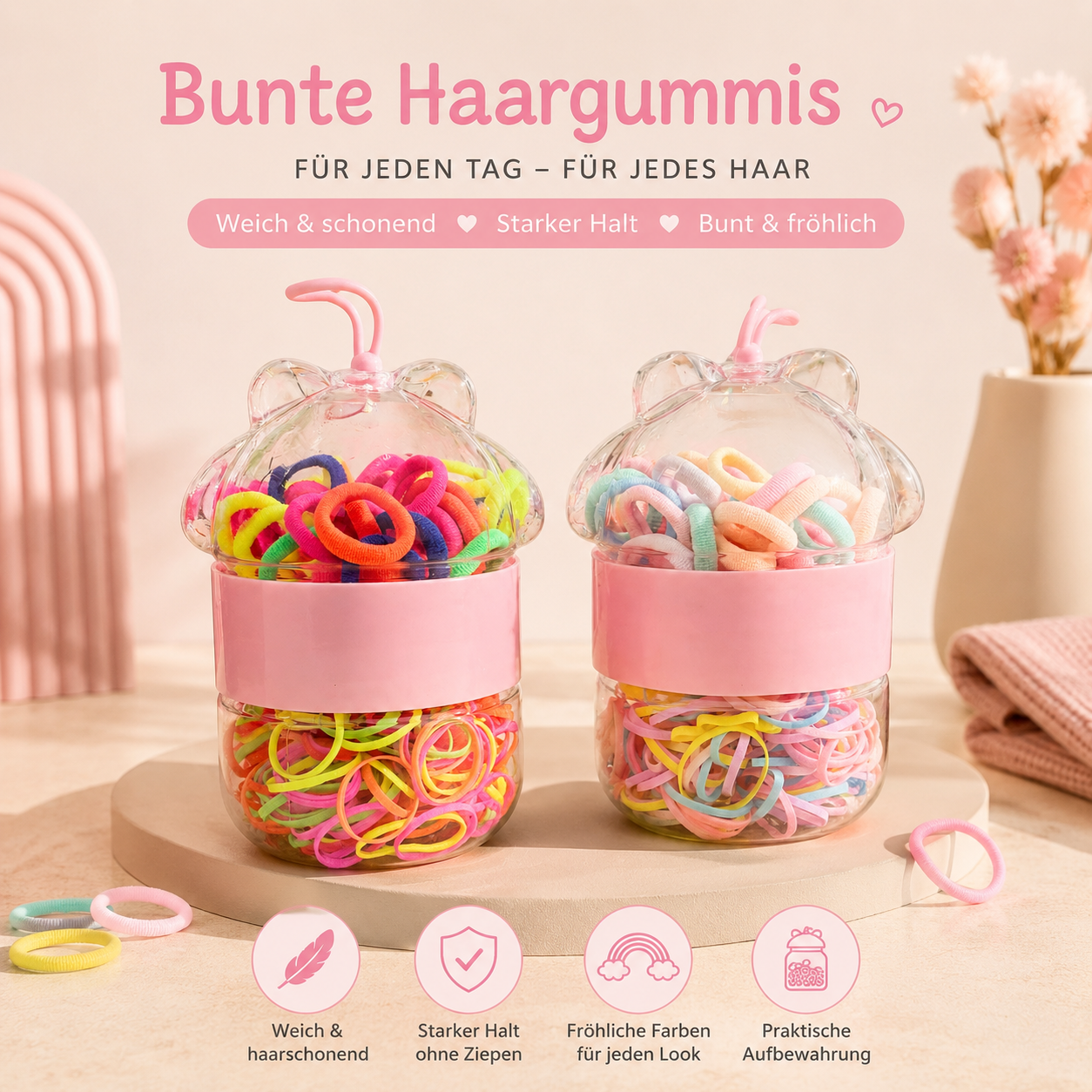 Haargummi Set mit Aufbewahrungsbox