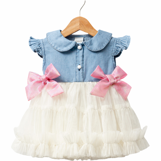 Baby Mädchen Kleid mit Tüllrock & Schleifen-Details