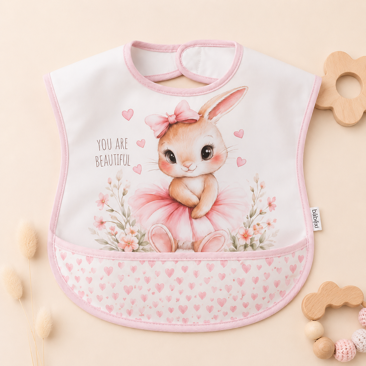 Baby Lätzchen Hase Rosa