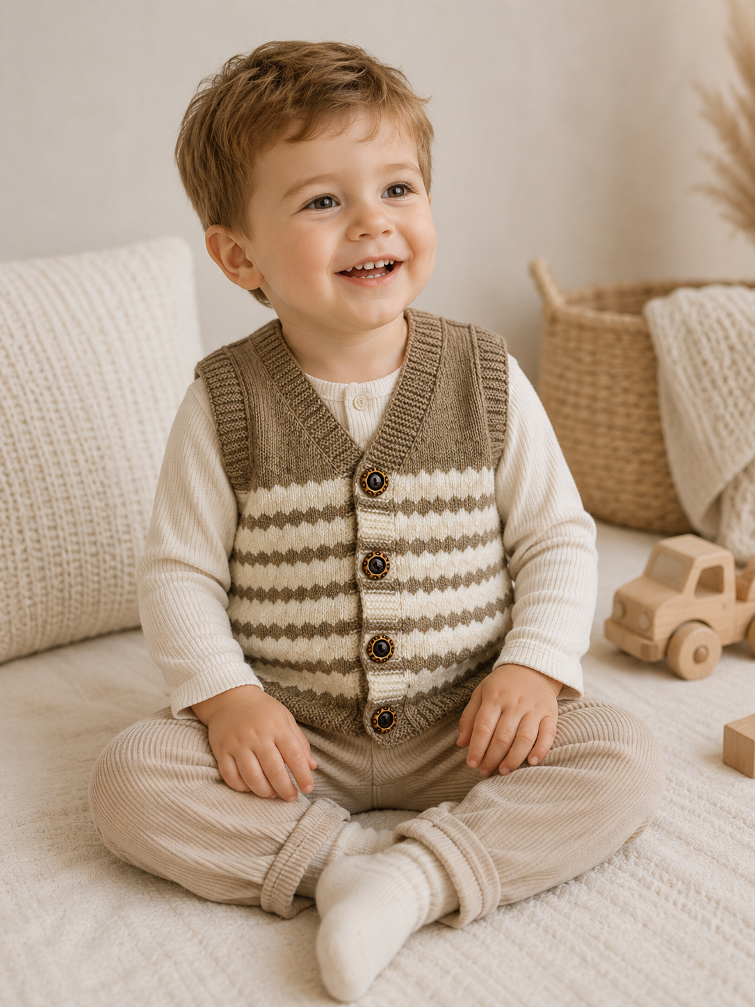 Kinder Strickweste Streifenmuster