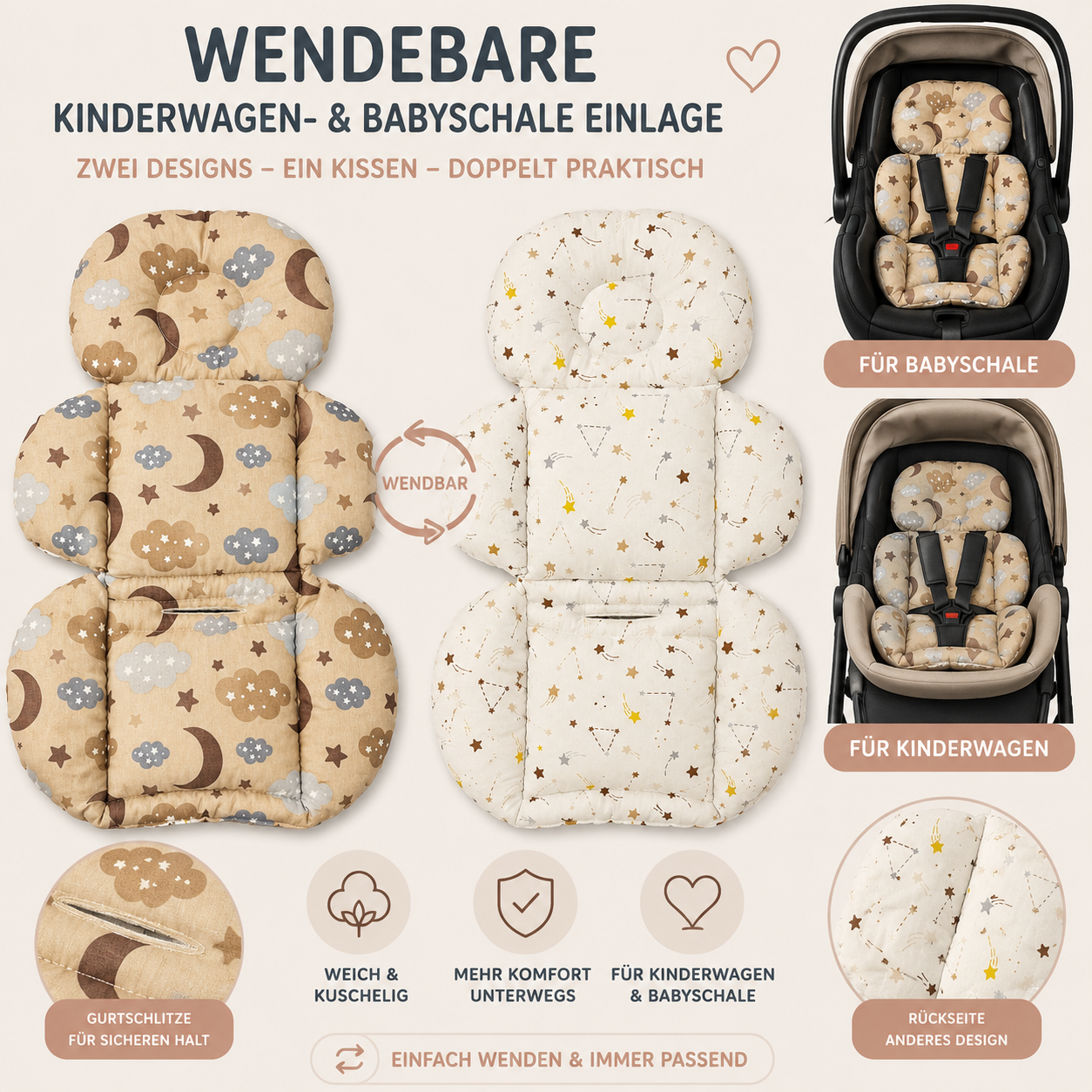 Kinderwagen Einlage Beige