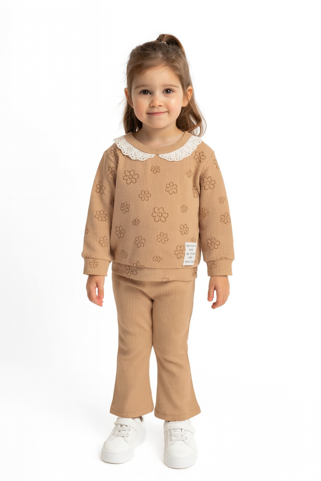 Mädchen 2-teiliges Outfit aus 100 % Baumwolle – Pullover mit Blümchen & Hose